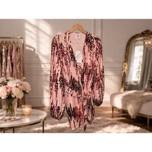 Buddy Love Adeline Unforgettable Glam Wrap Disco Prom Cocktail Sequin Dress